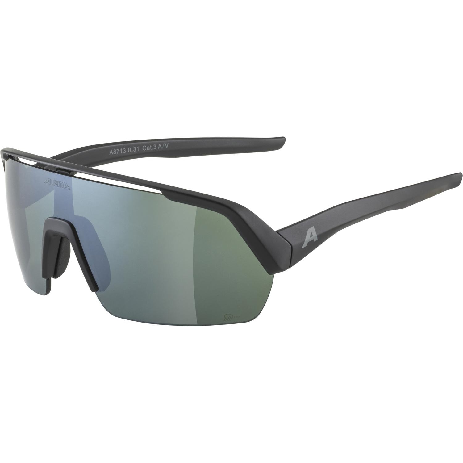 ALPINA SPORTS, Damen, Sportbrille, Turbo HR Q-Lite (Schwarz matt, Silber), Schwarz