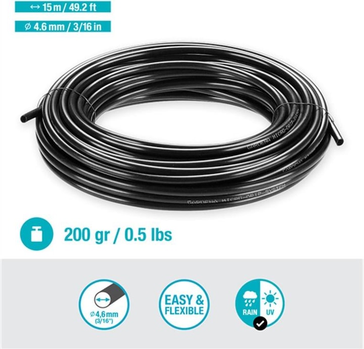 Image du produit Gardena Tuyau de distribution (3/16"x 15m) (Tuyau d'égouttage + tube d'égouttage)