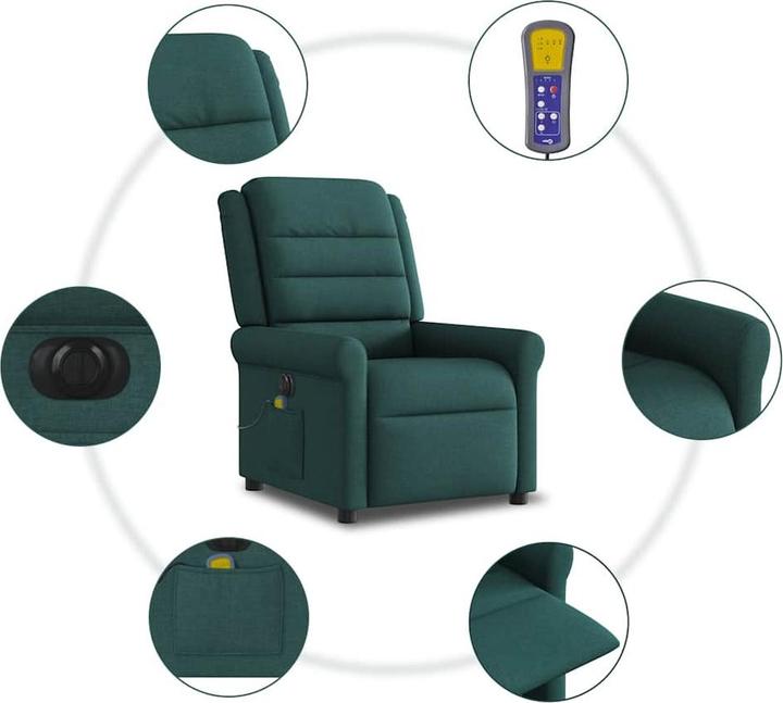 Immagine prodotto VidaXL Sedia da massaggio elettrica in tessuto verde scuro