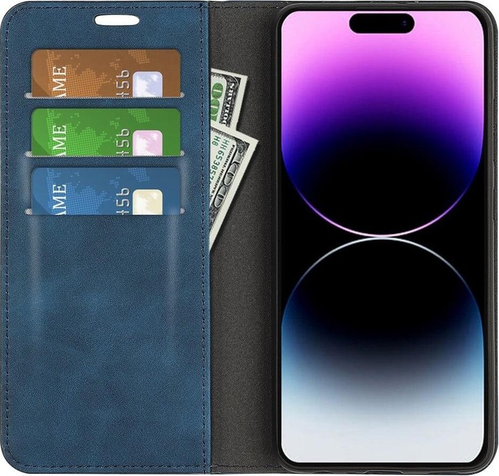 Produktbild Cover-Discount iPhone 15 Pro Max - Stand Flip Case Hülle blau (Apple iPhone 15 Pro Max)