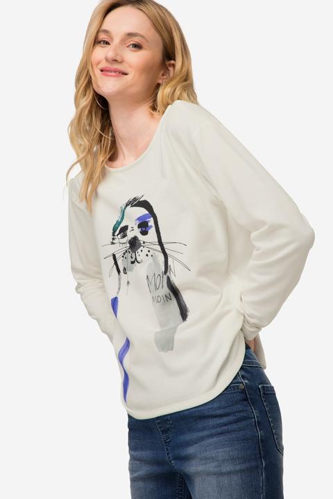 Produktbild Laurasøn Sweatshirt, oversized, Robben Print, Rundhals, Langarm (S)