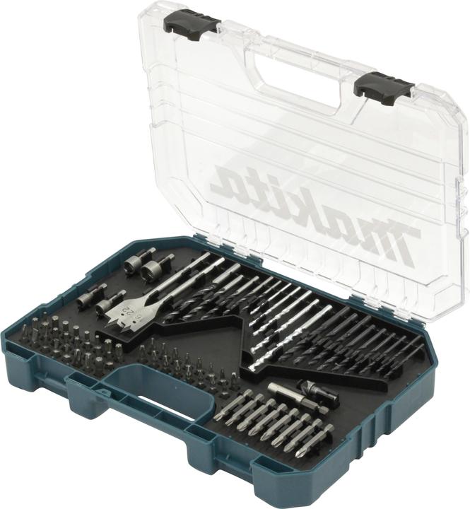 Actual product image Makita E-16988 Drill bit set 75 pcs. (23, 31, 46, 21 mm, 3/4", 32 mm, 11mm, 42 mm, 49mm, 22 mm, 4-12mm, 10mm, 18 mm, 1/4", 24 mm, 20 mm, 13 mm, 27 mm, 48 mm, 17 mm, 16 mm, 44 mm, 29 mm, 19 mm, 26 mm, 25mm, 28 mm, 45 mm, 3/8", 15 mm, 40 mm, 43 mm, 30 mm, 50 mm, 38mm, 5/16", 14 mm, 1/2", 35 mm)