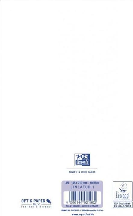 Actual product image Oxford School block (A5, Lined)