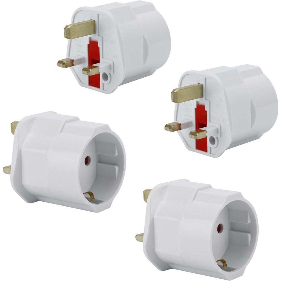 Intirilife, Reiseadapter, Steckdosenadapter 4er Set UK Typ G auf EU