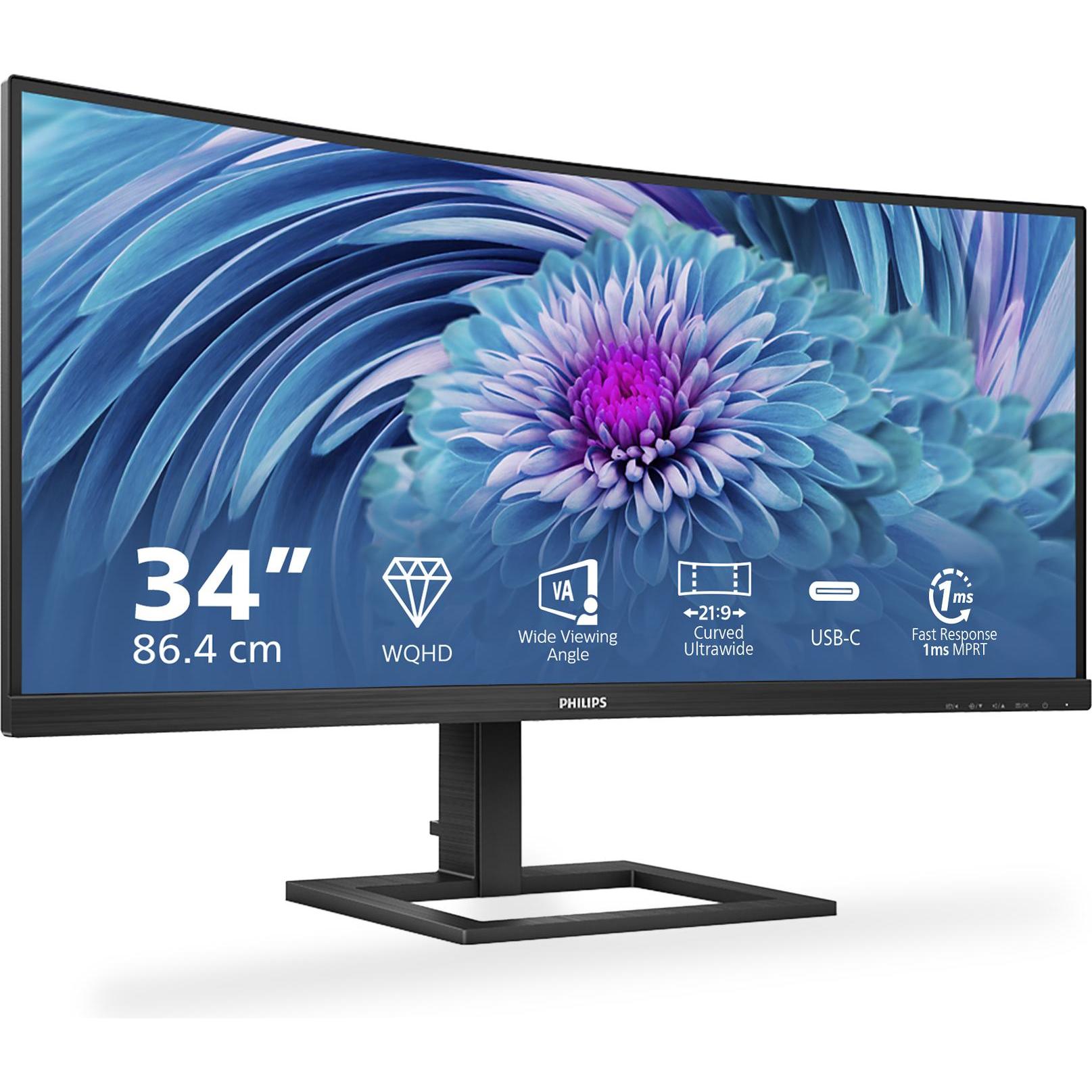 Philips 346E2CUAE/00 (3440 x 1440 Pixel, 34"), Monitor, Schwarz