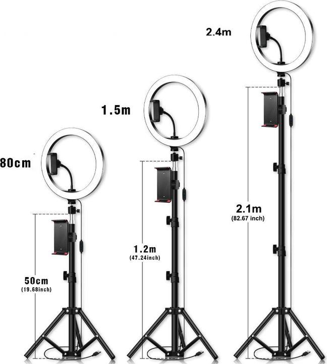 Produktbild Deltalabs XXL Dual Tripod Dreibein Stativ Halterung mit 10" LED Ringleuchte + Fernbedienung (Ringleuchte)