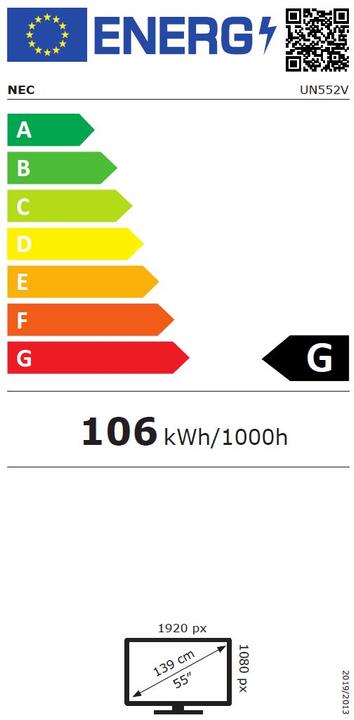 Etichetta energetica NEC MultiSync UN552V (1920 x 1080 pixel, 55")
