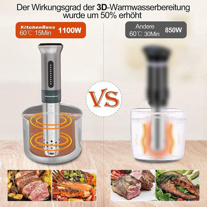 Image du produit KitchenBoss Cuiseur G300, argent avec 5 sacs de mise sous vide