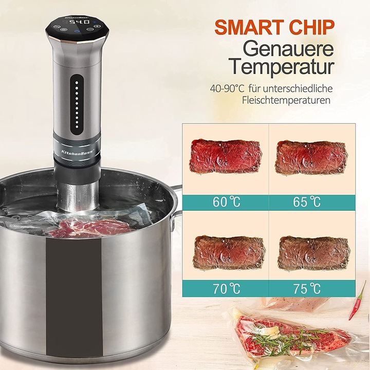 Immagine prodotto KitchenBoss Fornello G300, argento con 5 sacchetti sottovuoto