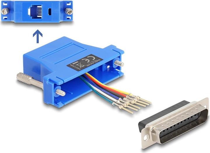Produktbild Delock 67095 - D-Sub 25 Pin Stecker zu RJ12 Buchse Montagesatz blau