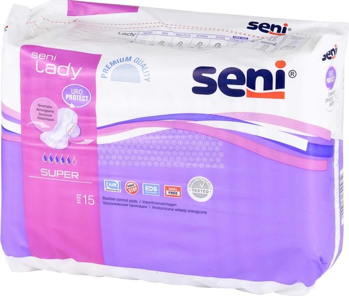Produktbild Seni Lady Super Einlagen atmungsaktiv anatomisch 18x37cm 5 Tropfen (15 x)