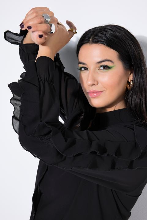 Produktbild Studio Untold Chiffon-Bluse, oversized, transparent, Volants, Langarm (58)