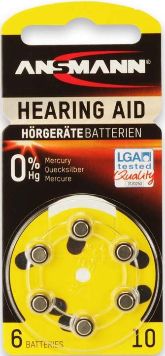 Immagine prodotto Ansmann 1x6 batterie per apparecchi acustici Zinc-Air 10 (PR 70) (6 pz., PR70, 90 mAh)