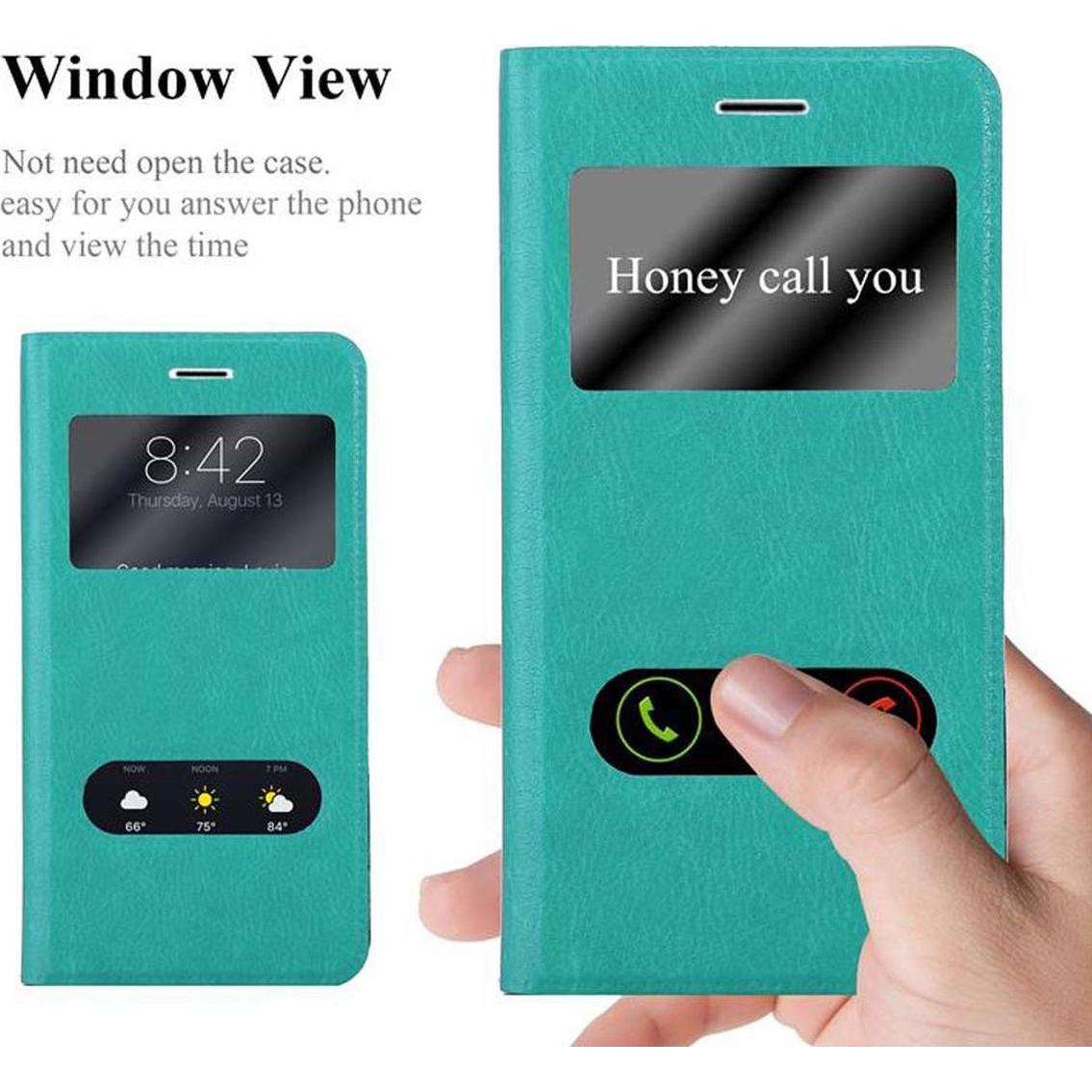 Thumbnail - Cadorabo Book mit View Doppelfenster Cover (Samsung Galaxy A7), Smartphone Hülle, Türkis