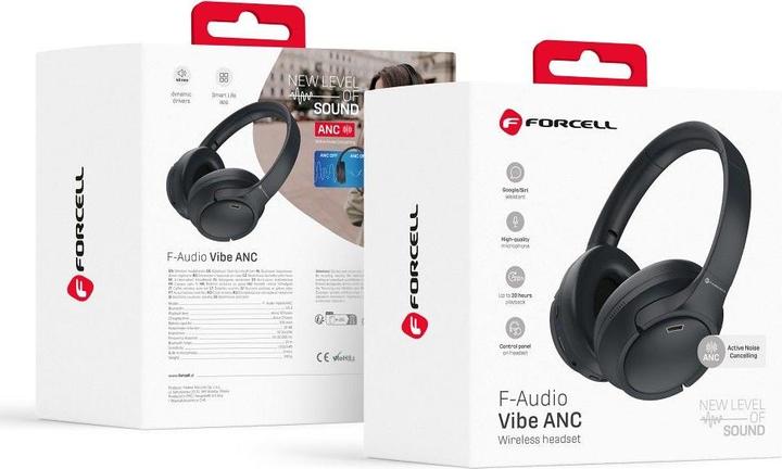 Immagine prodotto Forcell Wired headphones F-AUDIO Vibe ANC wireless headphones bluetooth ANC + TUYA APP black (ANC, 20 h, Senza fili)