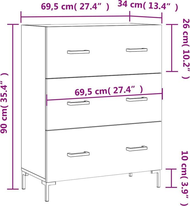 Produktbild vidaXL Sideboard (69.50 x 34 x 90 cm)