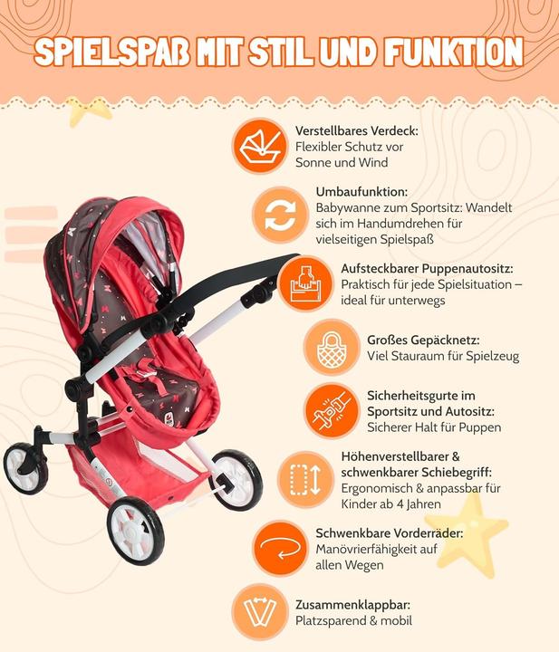 Actual product image Bayer Chic 2000 LINUS" combination doll's pram