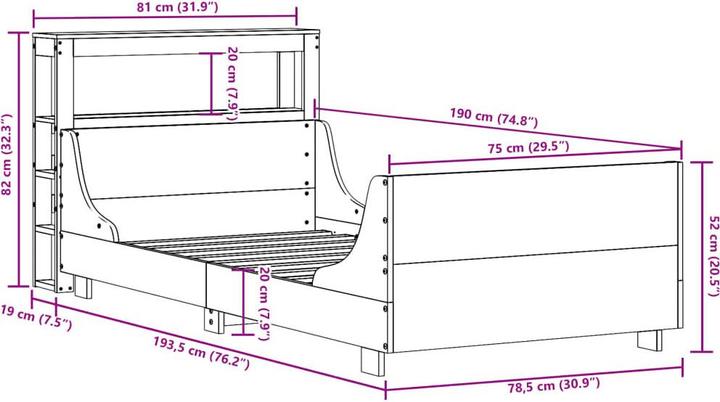 Image du produit vidaXL Bettrahmen (75 x 190 cm)