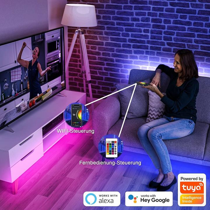 Image du produit Lumina Swiss Kit de bandes LED Smart Alexa (RGB, 5000 cm, Intérieur)