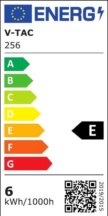 Energie-Label V-TAC VT265 LED Glühbirne SAMSUNG Chip 65W E27 A A60 Kunststoff 4000K (E27, 806 lm, 1x)