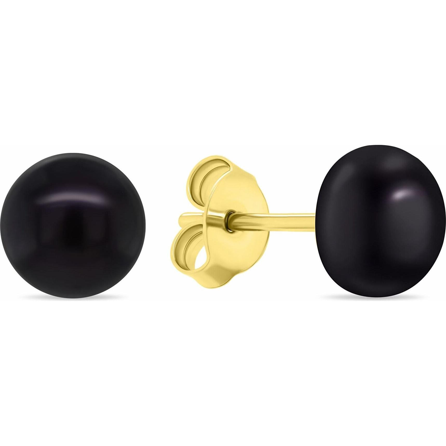 Brilio, Orecchini, Silver - Luxurious gold-plated stud earrings with real pearls EA585YBC - Diameter: 0.5cm