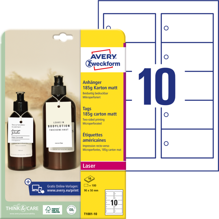 Image du produit Avery Zweckform étiquettes, carton, 185 g/qm, 90 x 50 mm, blanc microperforation extra fine, recto-verso