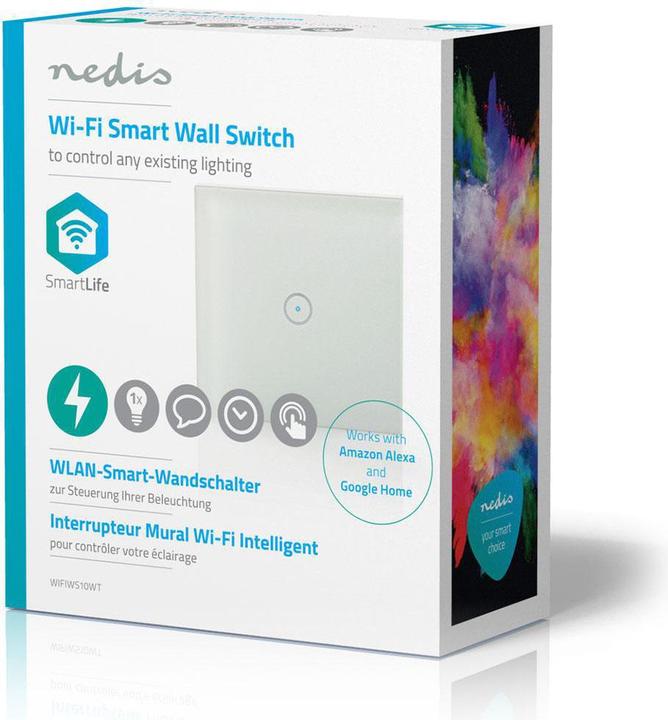 Immagine prodotto Nedis Interruttore luminoso intelligente WLAN (WIFIWS10WT) - Semplice