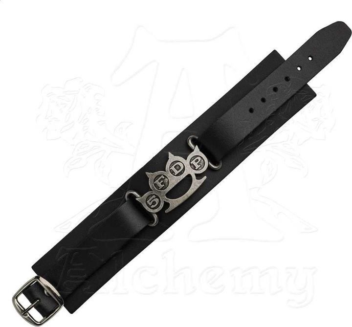 Immagine prodotto Five Finger Death Punch Bracciale in pelle con nocche in ottone (100% materiale sintetico)