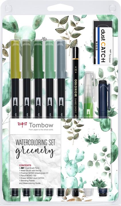 Tombow watercolour set (Green, 5 x)