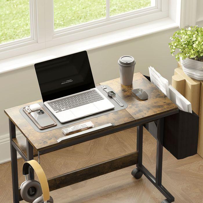 Image du produit Swisshandel24 Höhenverstellbar Schreibtisch, 92 x 40 cm, Computertisch mit Rollen, Plattform