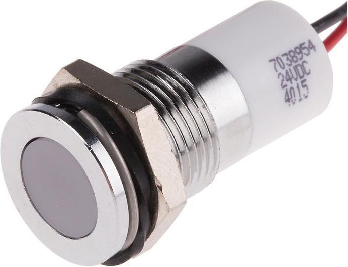Produktbild RS PRO 14mm flush satin chr LED wires,wht 24Vdc