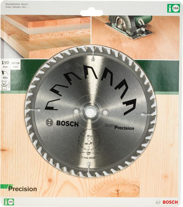 Produktbild Bosch Zubehör Kreissägeblatt PRECISION D= 190 mm Bohrung= 20 mm Z= 48