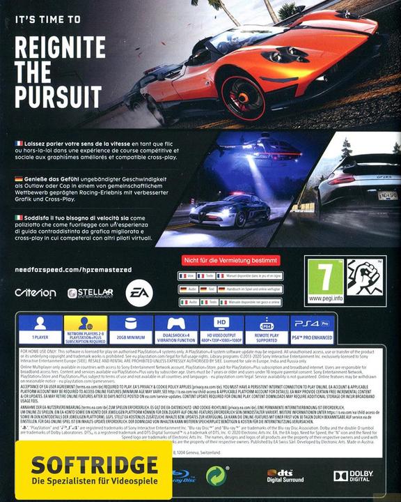 Produktbild EA Games Need for Speed Hot Pursuit Remastered (PS4, Multilingual)