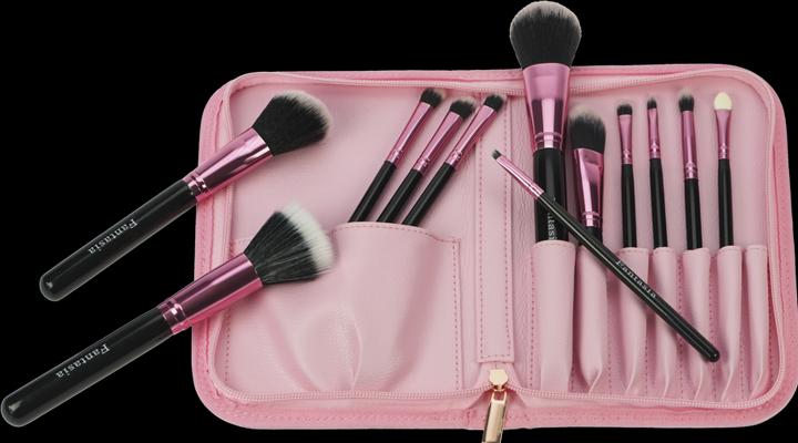 Image du produit Set de 12 pinceaux en poils synthétiques, rose (Set)