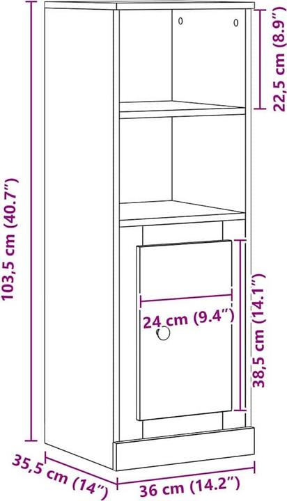 Image du produit vidaXL Eichenbuffet (35.50 x 36 x 103.50 cm)