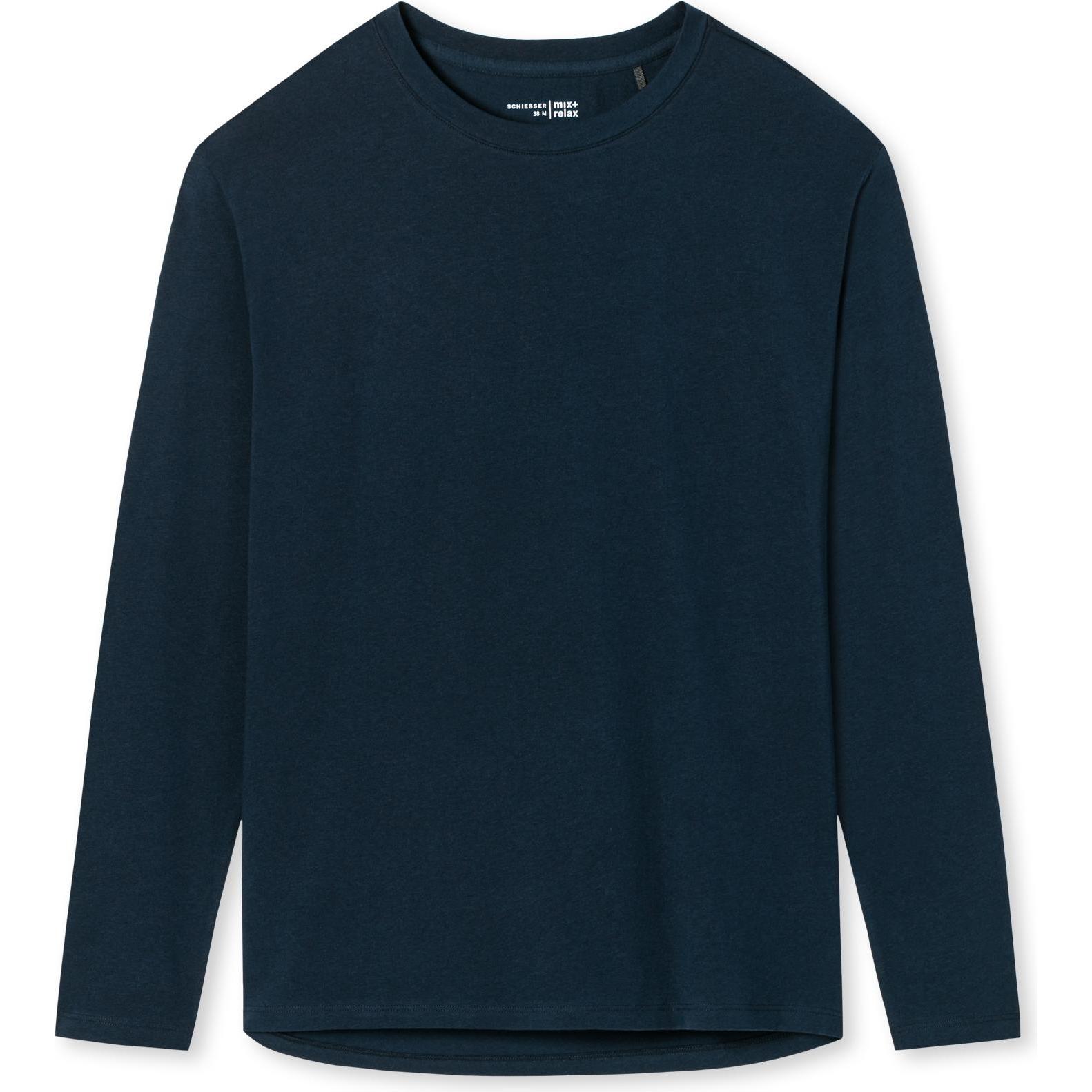 Schiesser, Damen, Pyjama, Mix & Relax Langarm-Shirt, Blau, (44)