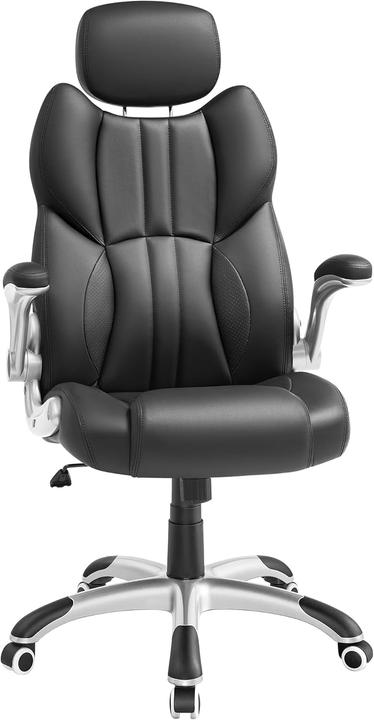 Songmics Bürostuhl Gaming Verstellbar Kopfstütze Armlehnen Schwarz (45 - 53 cm)