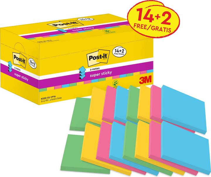 Post-it Z-Notes super appiccicosi (76 x 76 mm)