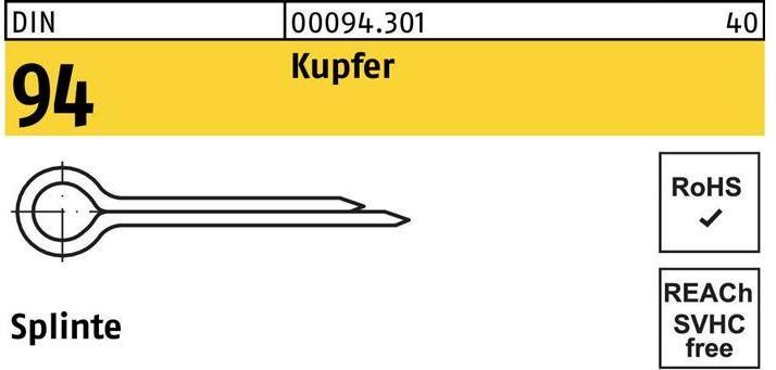 Actual product image Split pins DIN 94/ISO 1234 4 x 25 copper