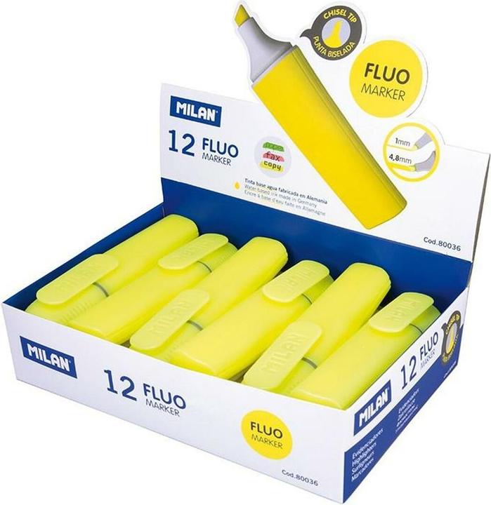 Produktbild Fluo-Textmarker flach gelb (12 Stück) (12x)