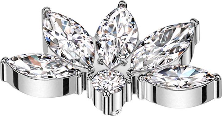 Produktbild Star Piercing Dermal Anchor halbe Lotusblume silber Kristalle silber (Titan, ohne Messing)