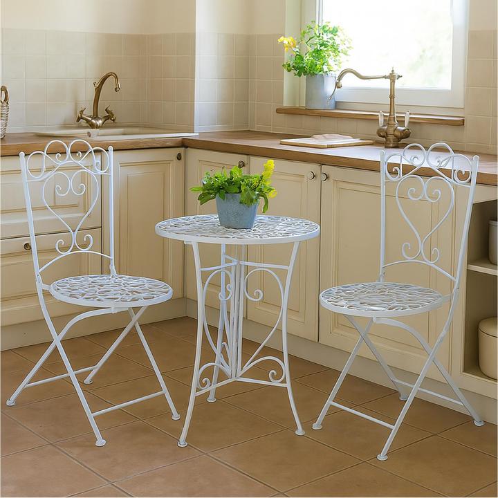 HTI-Living Essgruppe 3-teilig Curly Creme (Metal)