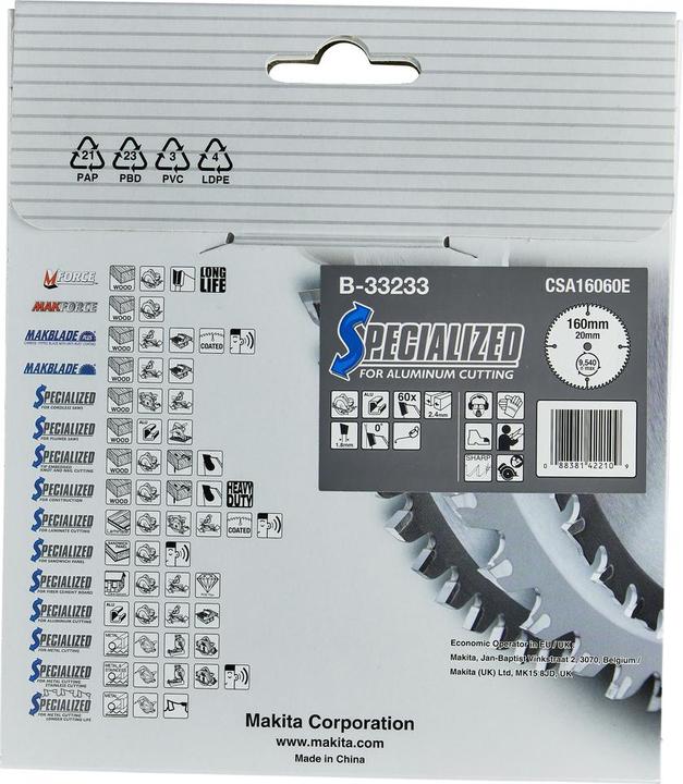 Actual product image Makita SPECIALIZED saw blade 160x20x60Z