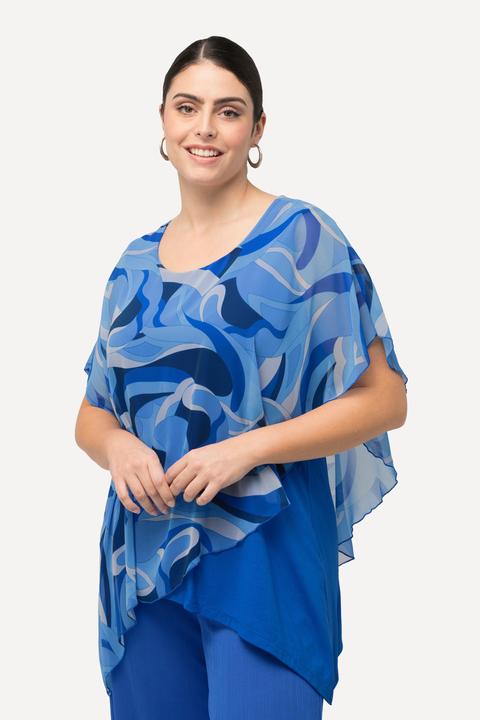 Immagine prodotto Ulla Popken Tunica con mantella in chiffon, scollo a girocollo e mezze maniche (58)