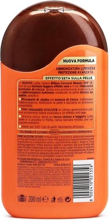 Immagine prodotto Bilboa Crema solare corpo Coconut Beauty SPF 15 Protezione solare bassa 200ml (Crema solare, SPF 15, 200 ml)
