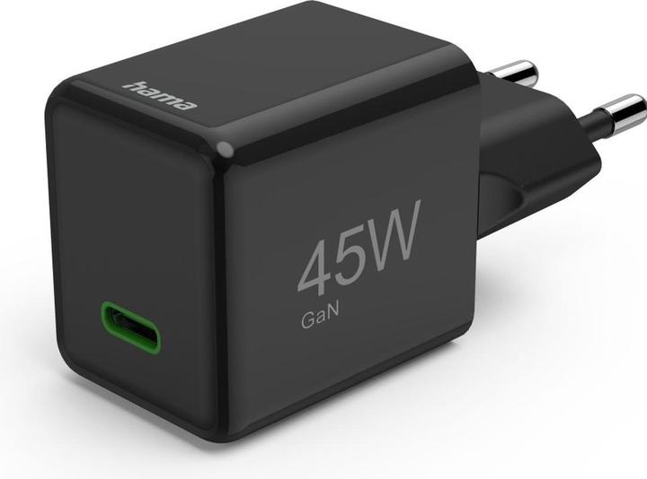 Image du produit Hama Chargeur rapide, USB-C, PD/QC/GaN, super-mini-chargeur, 45 W, noir (45 W, 1 portion)