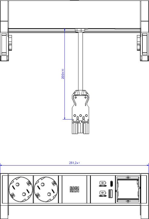 Immagine prodotto Bachmann 937304 (4 x, USB-A, CEE 7/3, 0.20 m)