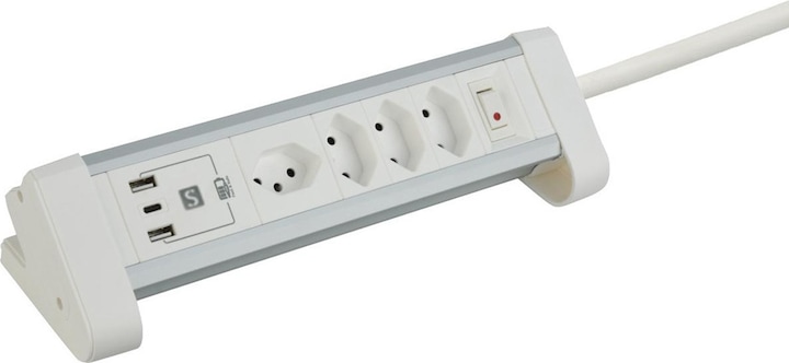 Schönenberger Tisch-Steckdosenleiste (4 x, Typ 13, 2 m)