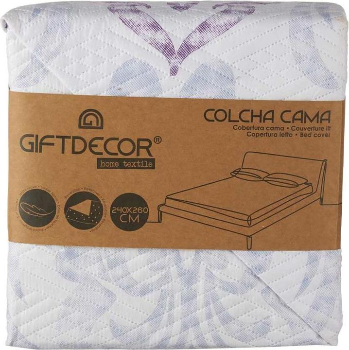 Image du produit Gift Wendbare Tagesdecke 240 x 260 cm Weiss Lila (6 Stück) (240 x 260 cm)