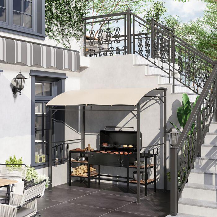 Image du produit Swisshandel24 Pavillon de barbecue, protection contre la pluie, résistant aux UV, avec crochet, acier, polyester (215 cm, 150 cm)